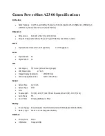 Canon POWERSHOT A2300 Specifications предпросмотр