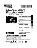 Предварительный просмотр 1 страницы Canon POWERSHOT A630 User Manual