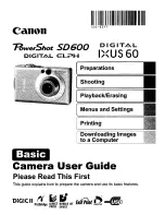 Canon PowerShot SD600 Digital ELPH Camera User Manual preview