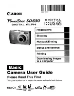 Canon PowerShot SD630 Digital ELPH Camera Basic User'S Manual preview