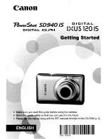 Предварительный просмотр 1 страницы Canon PowerShot SD940IS Digital Elph Getting Started