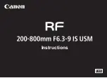 Canon RF 200-800mm F6.3-9 IS USM Instructions Manual предпросмотр