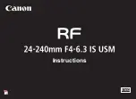 Предварительный просмотр 1 страницы Canon RF24-240mm F4-6.3 IS USM Instructions Manual