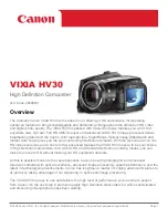 Preview for 1 page of Canon Vixia HV30 Brochure & Specs