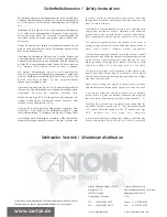 Preview for 2 page of Canton Ergo RC-A Owner'S Manual