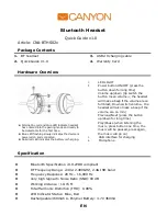 Preview for 1 page of Canyon CNA-BTHS02x Quick Manual