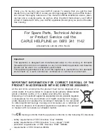 Preview for 2 page of Caple CR 9201 Instruction Manual