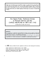 Preview for 2 page of Caple CR 9210 Instruction Manual