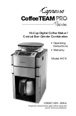 Preview for 1 page of Capresso CoffeTEAM PRO Therm 478 Operating Instructions Manual