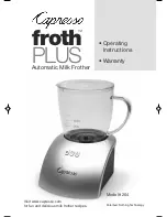 Предварительный просмотр 1 страницы Capresso froth PLUS 204 Operating Instructions Manual