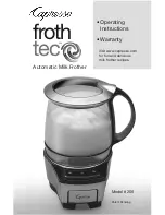 Предварительный просмотр 1 страницы Capresso froth Tec 206 Operating Instructions And Warranty