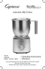 Предварительный просмотр 1 страницы Capresso FrothSelect 209.05 Operating Instructions Manual