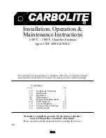 Preview for 1 page of Carbolite BWF Installation, Operation & Maintenance Instructions Manual