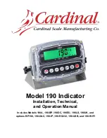 Preview for 1 page of Cardinal 190 Series Installation, Technical And Operation Manual