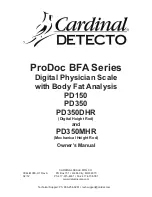 Cardinal Detecto ProDoc BFA PD150 Owner'S Manual preview