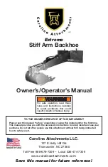 Carolina Extreme Stiff Arm Backhoe Owner'S/Operator'S Manual preview