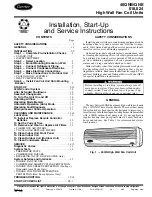 Carrier 38BK-018 Installation, Start-Up And Service Instructions Manual preview