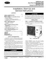 Предварительный просмотр 1 страницы Carrier 38HDF018-036 Installation, Start-Up And Service Instructions Manual