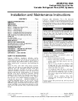 Preview for 1 page of Carrier 40VMV0012A Installation And Maintenance Instructions Manual