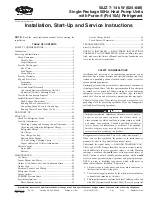 Preview for 1 page of Carrier 50JZ 024-060 Installation, Start-Up And Service Instructions Manual