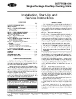 Preview for 1 page of Carrier 50TFF008-014 Installation, Start-Up And Service Instructions Manual