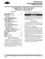 Preview for 1 page of Carrier 50TFQ008-012 Installation, Start-Up And Service Instructions Manual