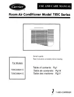 Preview for 1 page of Carrier 73SC005A1C Use And Care Manual