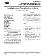 Carrier AQUAZONE 50QE900 Installation And Operating Instructions Manual preview