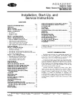 Preview for 1 page of Carrier Aquazone 50RWS036-360 Installation, Start-Up And Service Instructions Manual