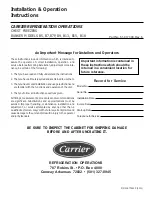 Preview for 1 page of Carrier B13 Installation & Operation Instructions