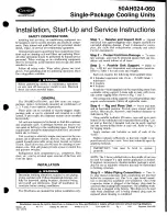 Preview for 1 page of Carrier ROOMTOP 50AH024 Installation, Start-Up And Service Instructions Manual