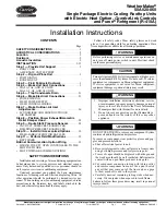 Preview for 1 page of Carrier WeatherMaker 50A020-060 Installation Instructions Manual