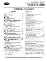 Preview for 1 page of Carrier WeatherMaker 50FC-16 Series Installation Instructions Manual