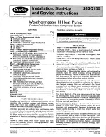 Preview for 1 page of Carrier Weathermaster III 38SQ100 Installation, Start-Up And Service Instructions Manual