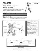 Carson Rock Tripod Quick Start Manual предпросмотр