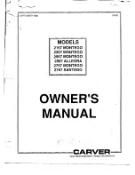 Preview for 1 page of Carver 2157 MONTEGO Owner'S Manual