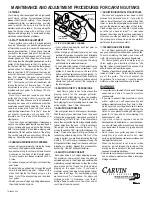 Preview for 1 page of CARVIN GUITAR CARE Maintenance