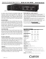 Preview for 1 page of CARVIN HD1000 Operating Manual