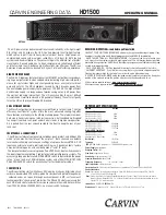 Предварительный просмотр 1 страницы CARVIN HD1500 Operating Manual