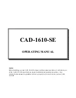 Preview for 1 page of Cary Audio Design CAD-1610-SE Operating Manual