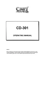 Preview for 1 page of Cary Audio Design CD 301 Operating Manual