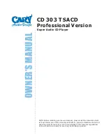 Предварительный просмотр 1 страницы Cary Audio Design CD 303 T SACD Owner'S Manual