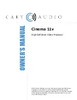 Cary Audio Design Cinema 11v Owner'S Manual preview