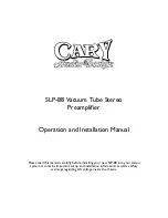 Предварительный просмотр 1 страницы Cary Audio Design SLP-88 Operation And Installation Manual