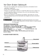 Предварительный просмотр 18 страницы cas & lux WF050 User Manual