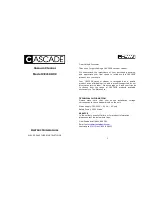 Preview for 1 page of Cascade CE2190VC Instruction Manual