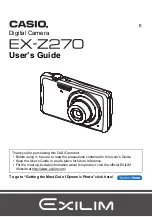 Preview for 1 page of Casio EX-Z270 - EXILIM Digital Camera User Manual