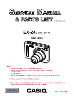 Casio EX-Z4 - EXILIM Digital Camera Service Manual & Parts List preview
