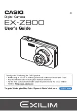 Preview for 1 page of Casio EX-Z800BE User Manual