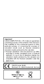 Preview for 2 page of Casio FC-200V-S-IH User Manual